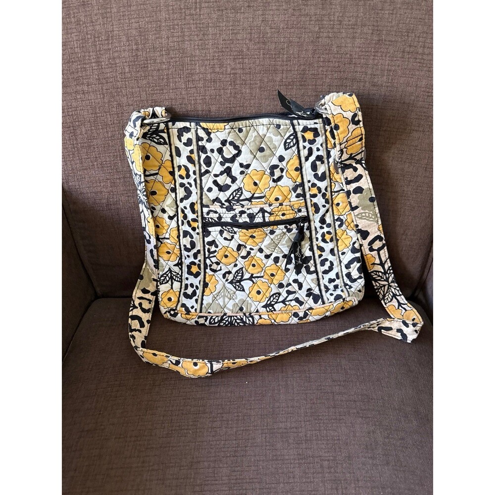 Vera Bradley Go Wild Crossbody Black Yellow Floral